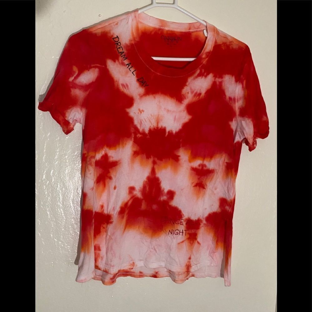Carbon Copy Women’s Shirt tie dyed tomato red Sz M